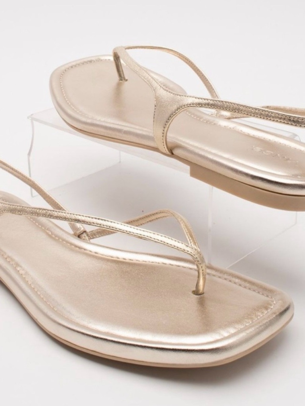 Vince Metallic Gold Thin-Strap Thong Sandals